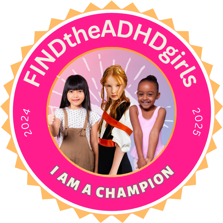 champion donation badge for find the ADHD girls